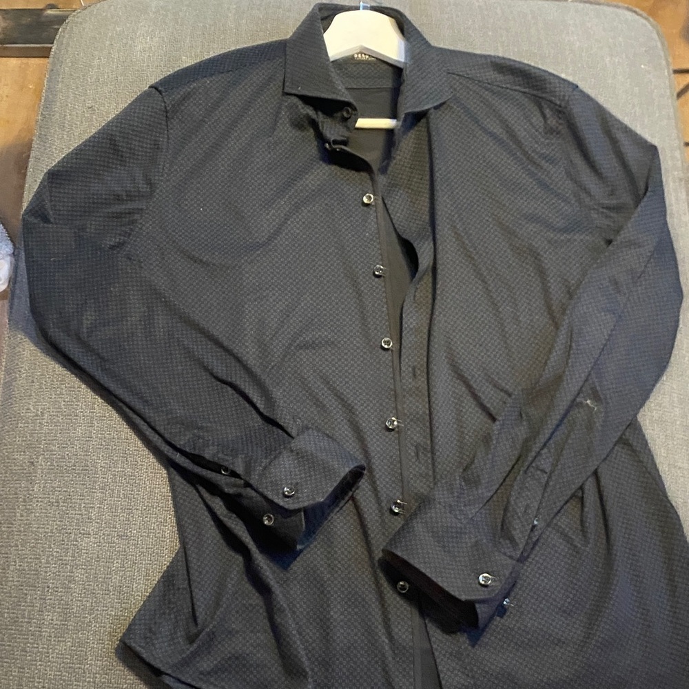 DESOTO Men's Black Casual Button Down Shirt